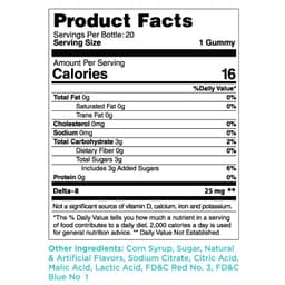 Delta-8 Berry Product Facts Panel