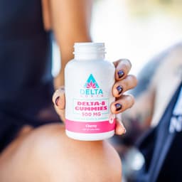 Delta-8 Gummies 500 mg being held in hand