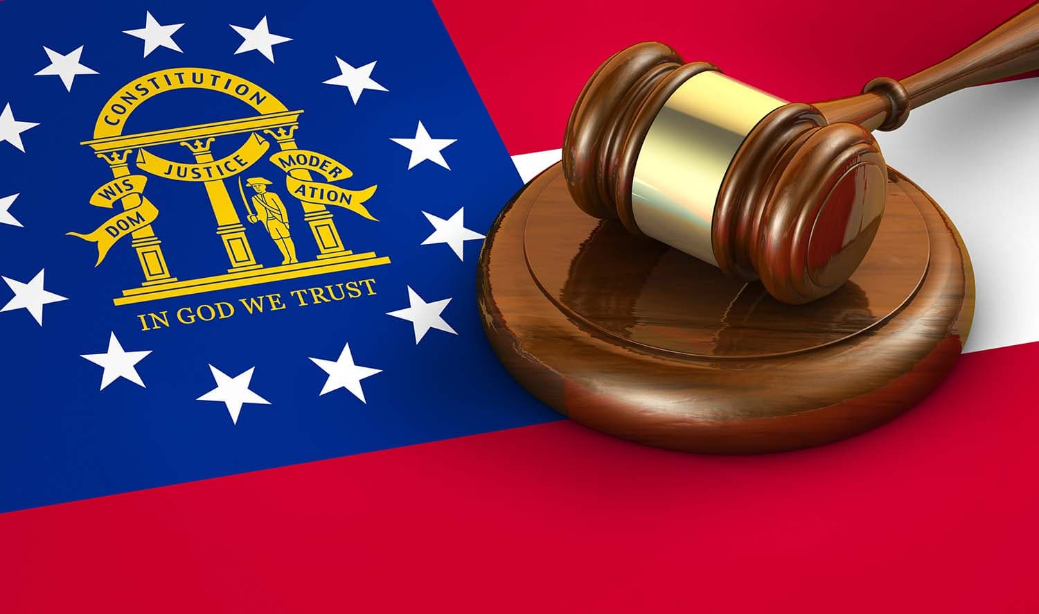 Georgia Flag with legal gavel and delta-8