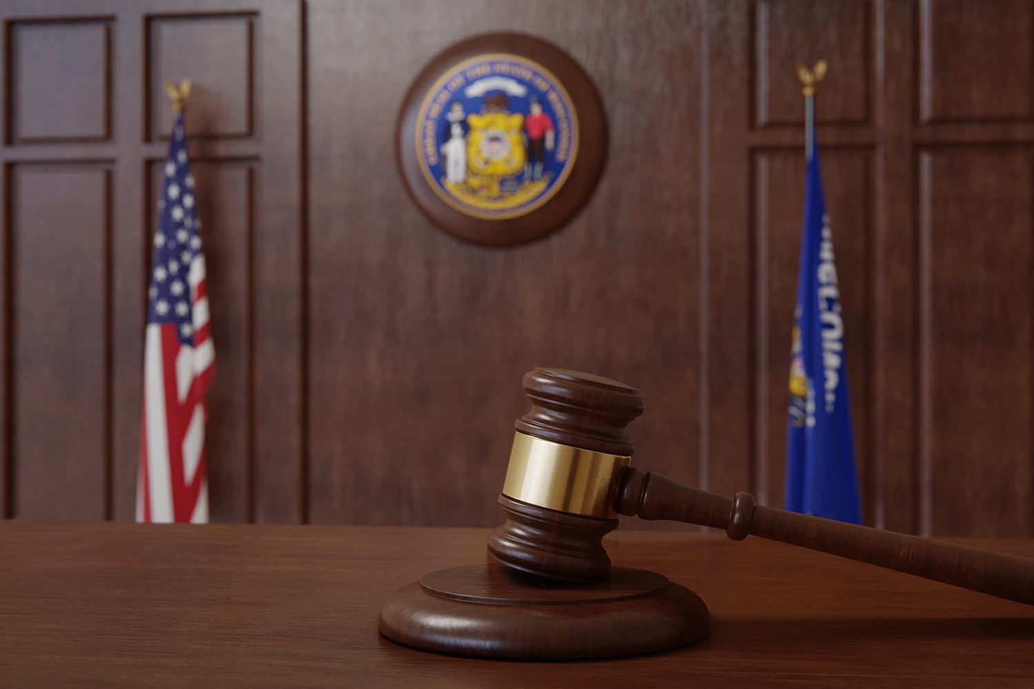 Wisconsin state law room with legal gavel