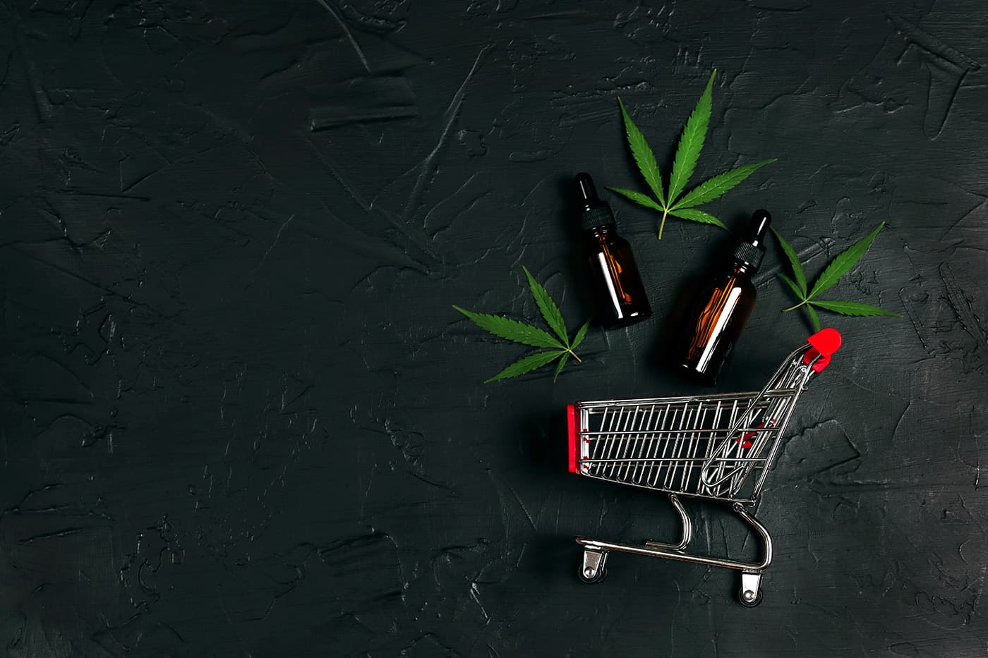Delta 8 THC wholesale products in cart on black background