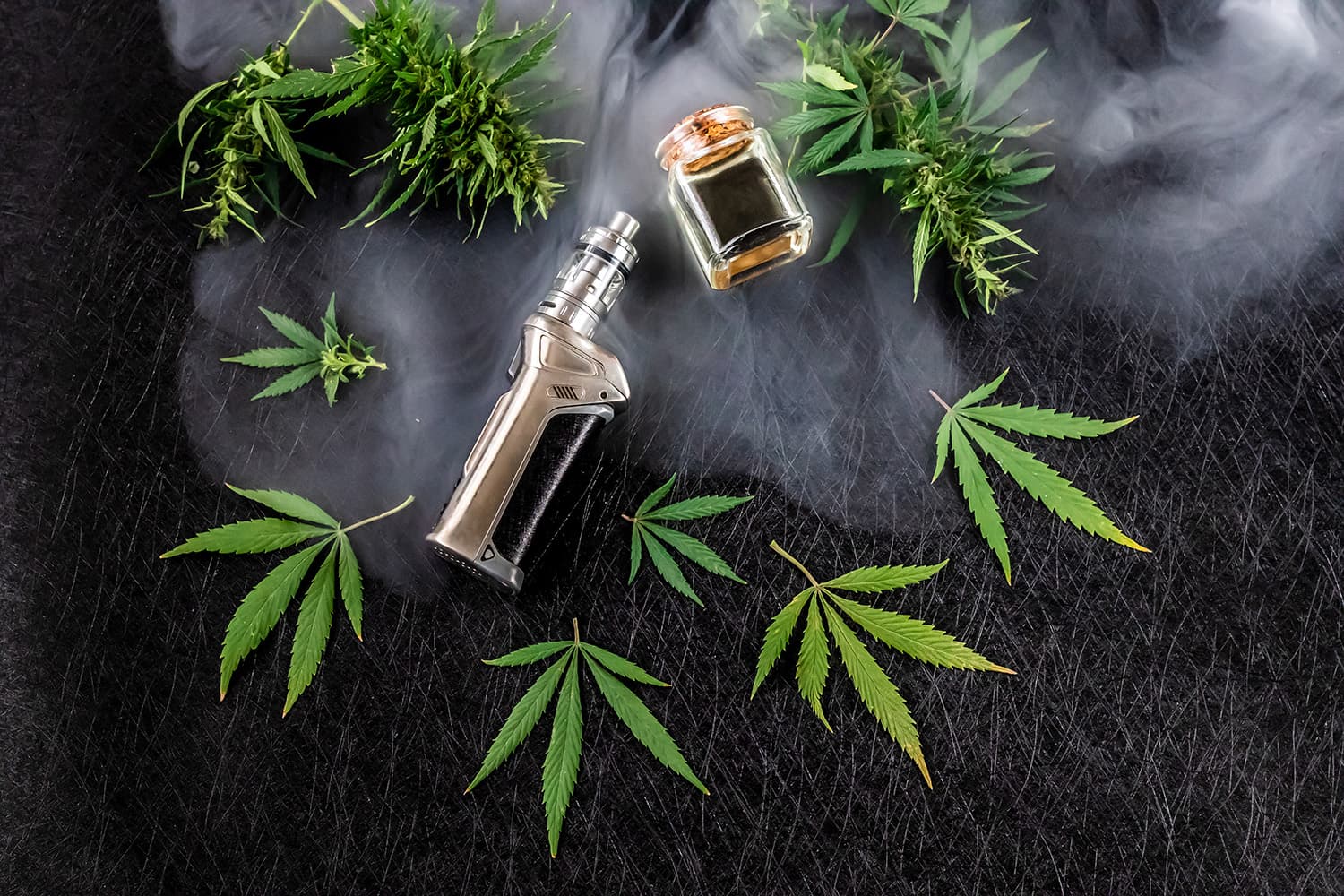 Example of a THC cart that might have a burnt taste laying on table
