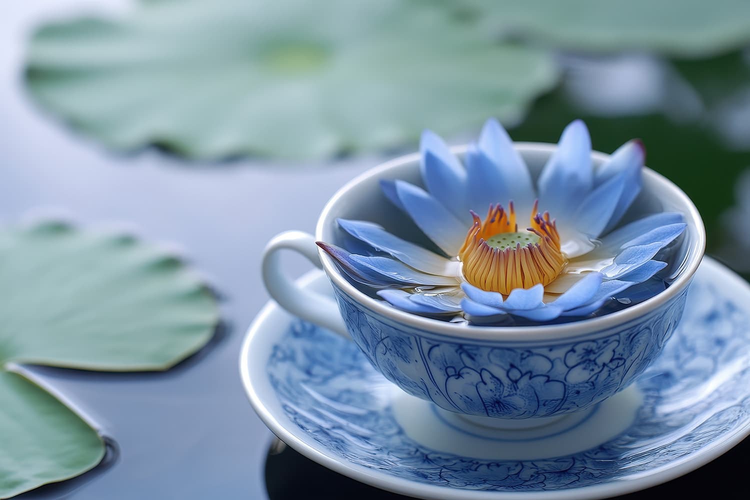 Blue Lotus Tea on water