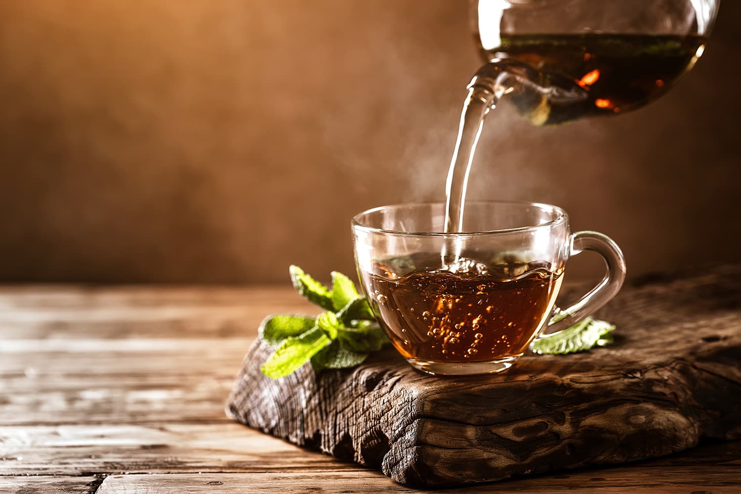 Greek mountain tea poured into cup