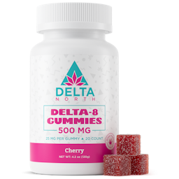 Delta-8 gummies 500mg cherry rendering