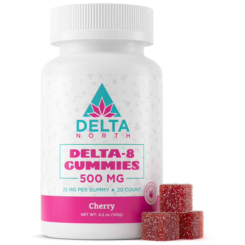 Delta-8 gummies 500mg cherry rendering